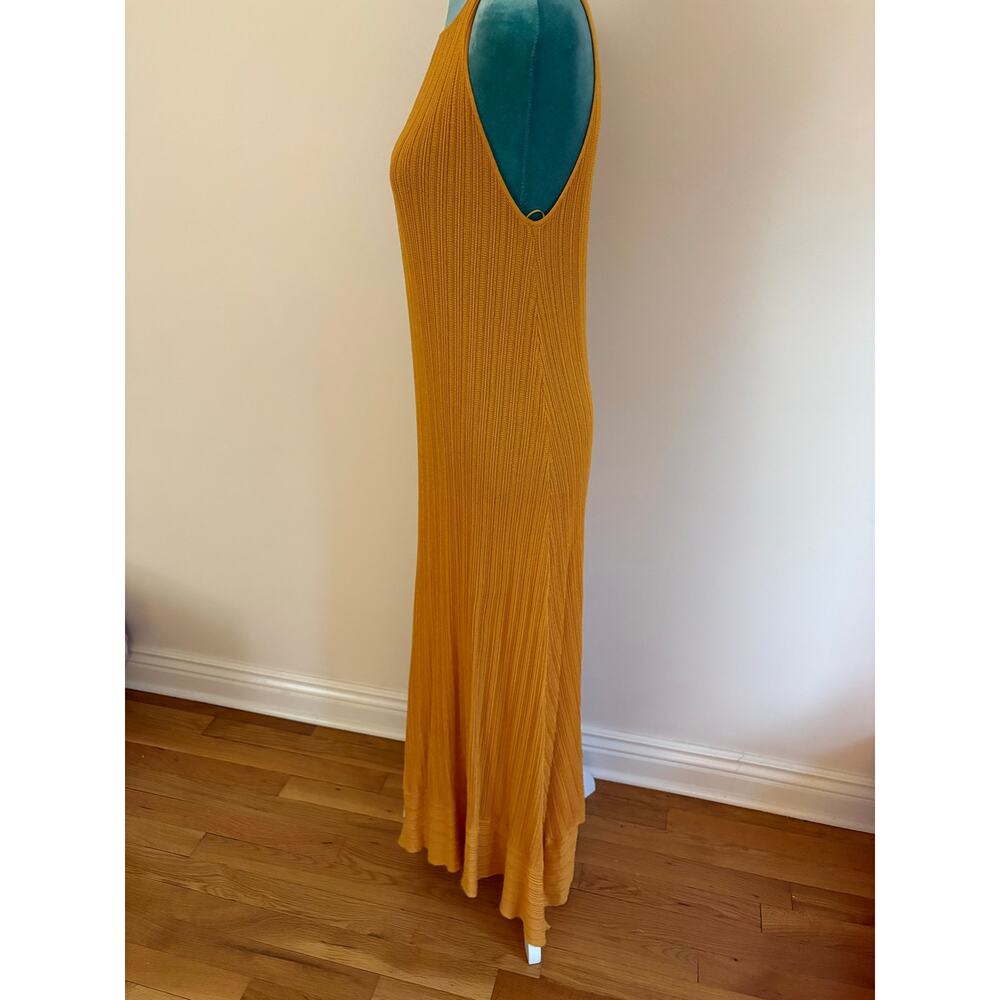 ZARA Mustard Yellow Ribbed Knit Midi Dress | Boho Minimalist Summer S - Picture 3 of 9